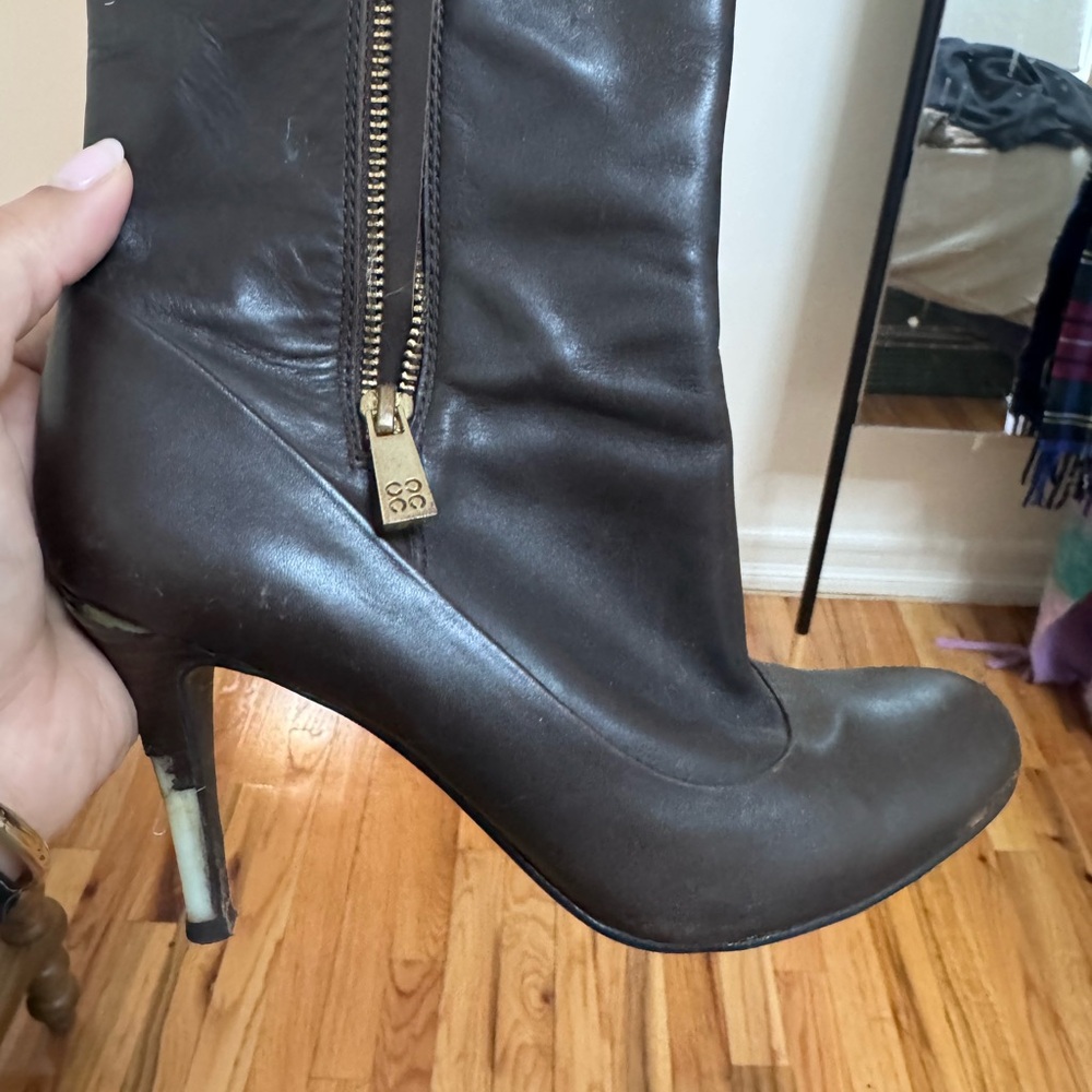 Coach Dark Brown Leather Heeled Boots